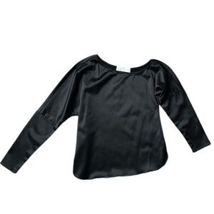 Amanda Uprichard | Black Asymmetric Long Sleeve Top